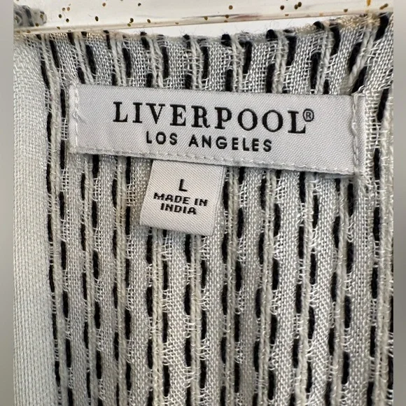 Liverpool Los Angeles Maxi Dress L Cream Black Boho Tiered Flowy Racerback NWOT - Picture 6 of 6